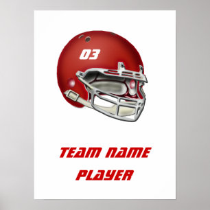 Red Football Helmet Poster
