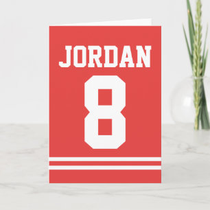 Red Football Jersey - Idrottsteme Födelsedagsfest Kort