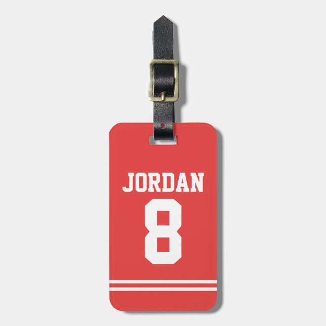 Red Football Jersey med nummer Bagagebricka (Vertikal Framsida)