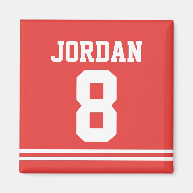 Red Football Jersey med nummer Magnet (Framsidan)