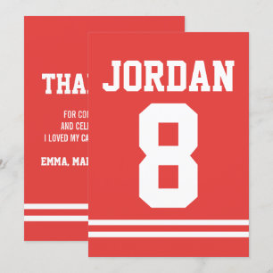 Red Football Jersey Sports Temaparty Tack Inbjudningar