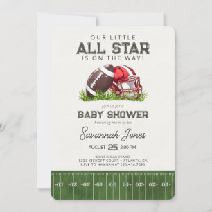 Red Football Little All Star Baller Baby Shower Inbjudningar