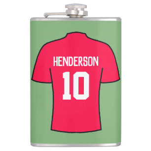 Red Football Shirt med Namn och nummer Fickplunta