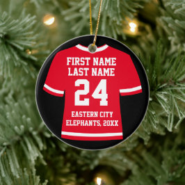 Red Football Soccer Hockey Sports Jersey Julgransprydnad Keramik