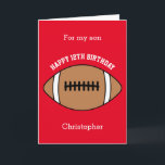 Red Football Sport 12:e Birthday Card Kort<br><div class="desc">Ett rött personlig-12:e-födelsedagskort för son,  barnson,  gudon osv. Du kan lätt personifiera framsidan av det här sportfödelsedagskortet med hans ålder och namn. Invändigt kortmeddelande och baksidan av kortet kan också vara personlig för födelsedagspresenten. Det här 12:e-fotbolls-födelsedagskortet för honom skulle göra ett roligt-kort.</div>