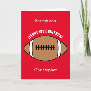 Red Football Sport 12:e Birthday Card Kort