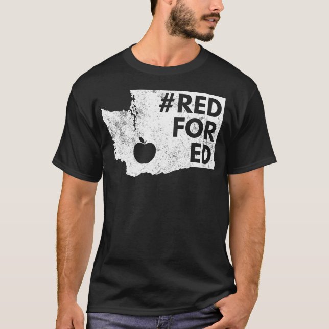 Red For Ed  Washington Teacher Public Education  T Shirt (Framsida)