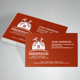 Red för Modern Home Repair Maintenance Service Red Visitkort