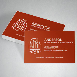 Red för Modern Home Repair Maintenance Service Red Visitkort