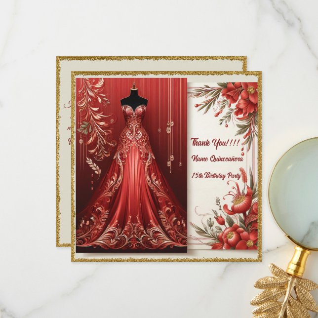 Red Forme Long Dress Quinceañera Tack Kort (Fram/Back In Situ)