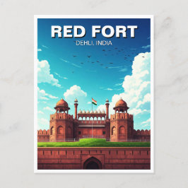 Red Fort Dehli India Travel Souvenir Vykort