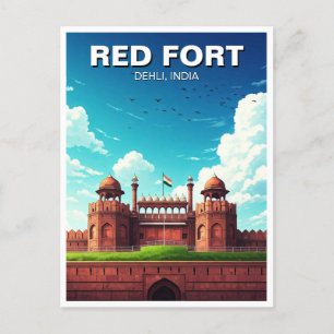 Red Fort Dehli India Travel Souvenir Vykort