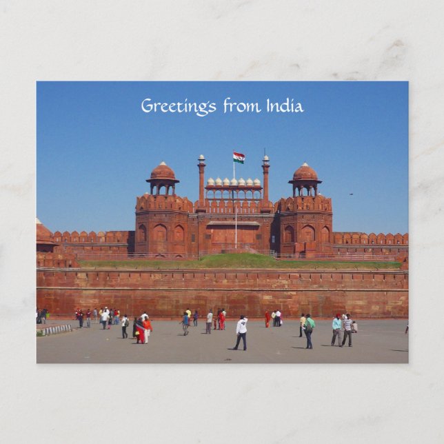 red fort delhi vykort (Framsida)