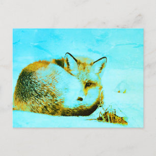 *~* Red Fox Ap18 Artistic Artsy Animal Wildlife Vykort