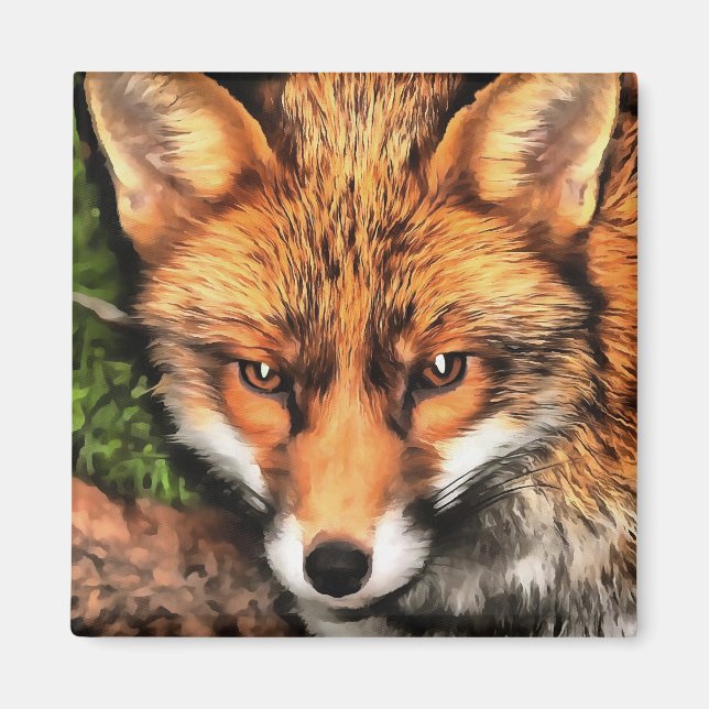 Red Fox BeSnyval Wildlife Art Magnet (Framsidan)