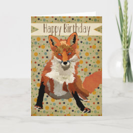 Red Fox Birthday Card Kort