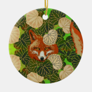 RED FOX BLAND GRÖNTEN LÖV OCH FOLIAGE JULGRANSPRYDNAD KERAMIK