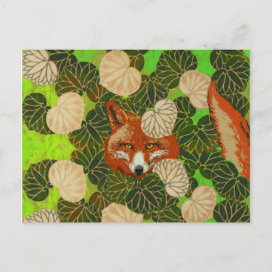 RED FOX BLAND GRÖNTEN LÖV OCH FOLIAGE VYKORT