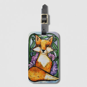 Red Fox-Blommigt Art Bagagebricka