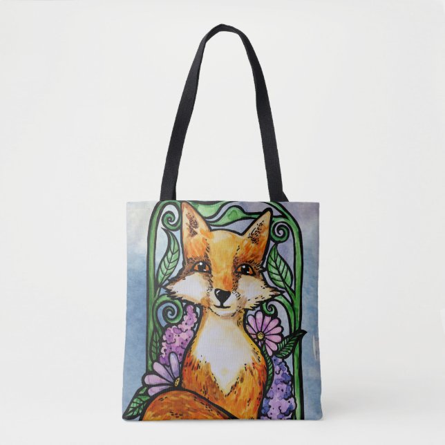Red Fox-Blommigt Art Tygkasse (Framsida)
