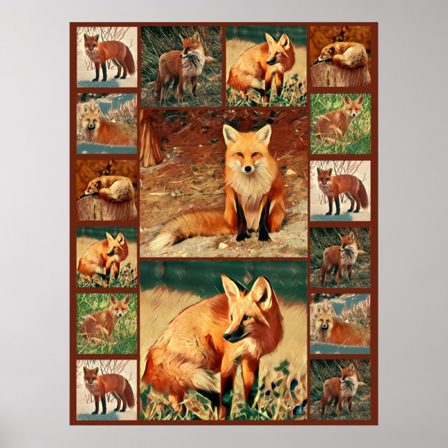 Red Fox Collage Poster (Framsidan)