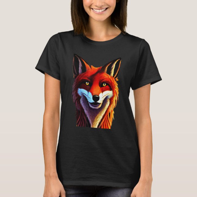 Red fox design forest animal wild predator artwork t shirt (Framsida)