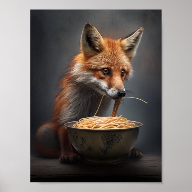 Red Fox Eating Spaghetti Poster (Framsidan)