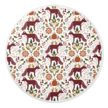 Red Fox Folk Art Knob Pulls Rustic Hardware