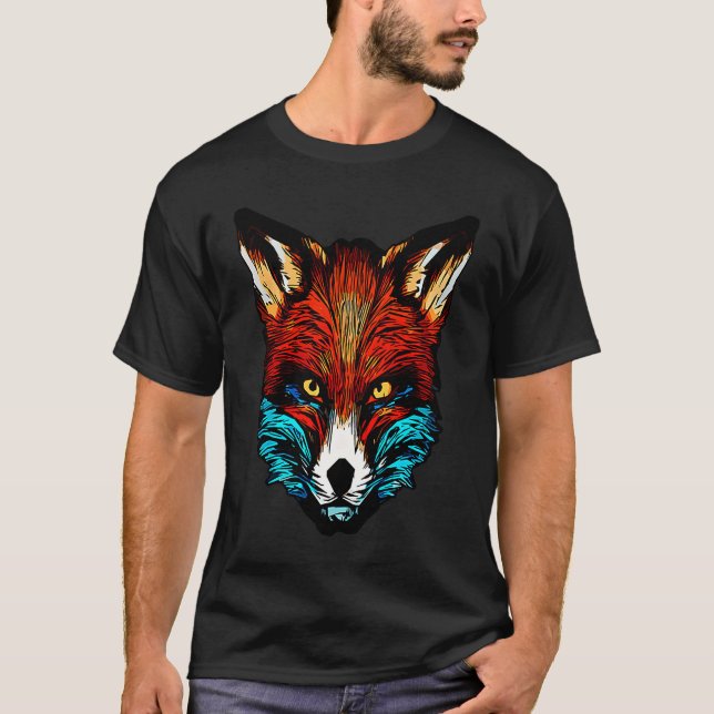 Red fox forest animal wild predator artwork t shirt (Framsida)
