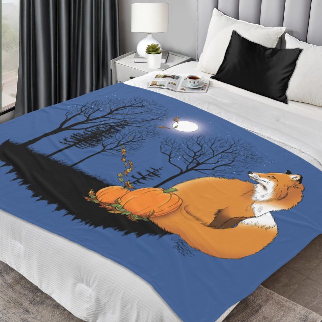 Red Fox Forest Pumpkins Fleecefilt (Skapare uppladdad)