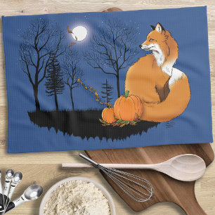 Red Fox Forest Pumpkins Kökshandduk