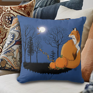 Red Fox Forest Pumpkins Kudde
