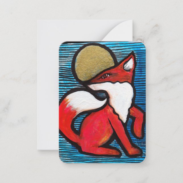 Red Fox Full Moon Loyal Foxes MoonChild Anteckningskort (Framsida)
