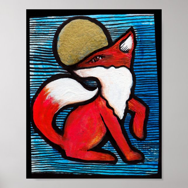 Red Fox Full Moon Loyal Foxes MoonChild Poster (Framsidan)