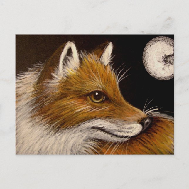 RED FOX - FULL MOON POSTCARD VYKORT (Framsida)