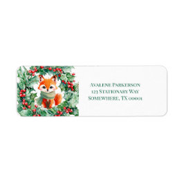 Red Fox Grönt Berries Baby Shower-adressetikett Returadress Etikett