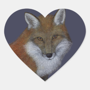 Red Fox Hjärtformat Klistermärke