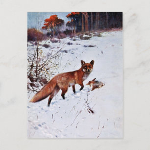 Red Fox Hunting Art Vykort