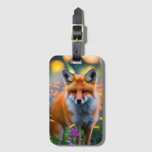 Red Fox i Fält i Wildblommor Bagagebricka