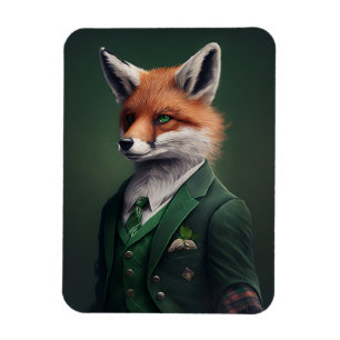 Red Fox i Grönten St. Patrick's Day Kostym Magnet