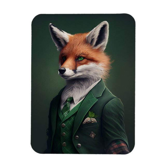 Red Fox i Grönten St. Patrick's Day Kostym Magnet (Vertikal)