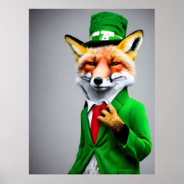 Red Fox i Grönten St. Patrick's Day Kostym Poster