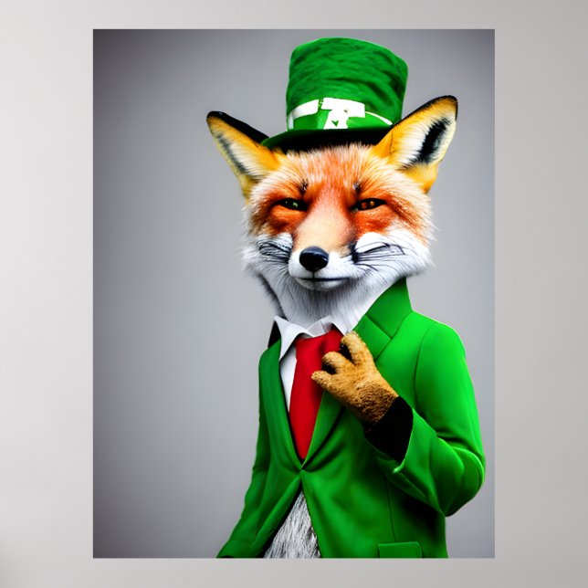 Red Fox i Grönten St. Patrick's Day Kostym Poster (Framsidan)