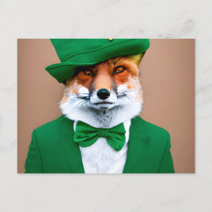 Red Fox i Grönten St. Patrick's Day Kostym Vykort
