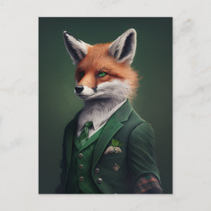 Red Fox i Grönten St. Patrick's Day Kostym vykort
