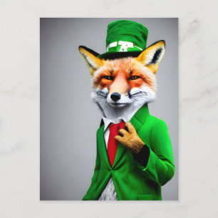 Red Fox i Grönten St. Patrick's Day Kostym Vykort
