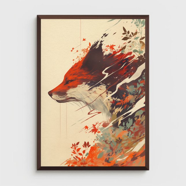 Red Fox i Höst löv Stunning Wildlife Animal Poster (Skapare uppladdad)