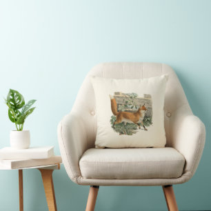 Red Fox i illustration av Rustic Land Cottage Kudde