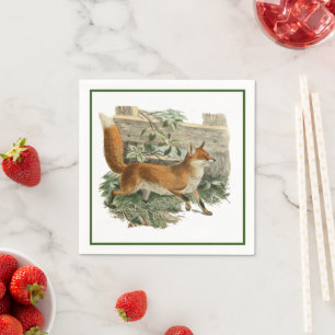 Red Fox i illustration av Rustic Land Cottage Pappersservett