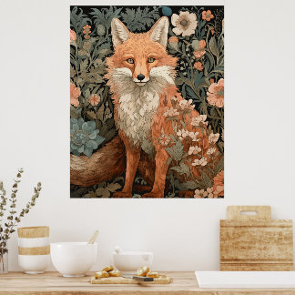 Red Fox i Victorian English Garden Poster